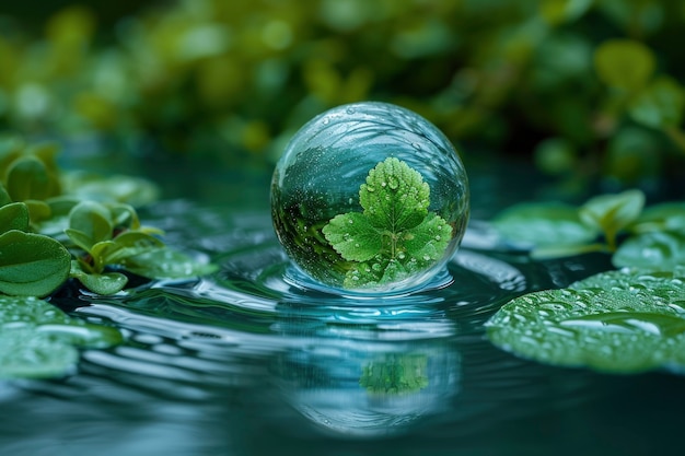 Gota de água realista com um ecossistema