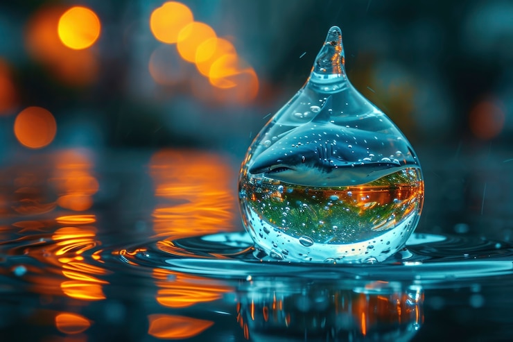 Foto grátis gota de água realista com um ecossistema