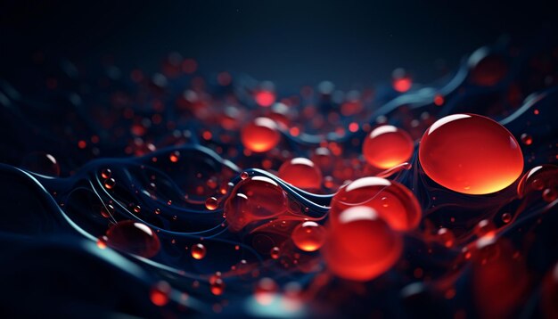 Gotas de água 3D com fogo vermelho e design de cor marinha