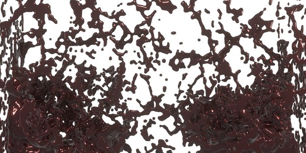 Gotas de água gotas de chocolate respingo de chocolate, café, cacau, ilustração 3d