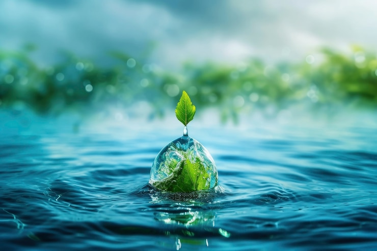 Foto grátis gotas de água realistas com um ecossistema