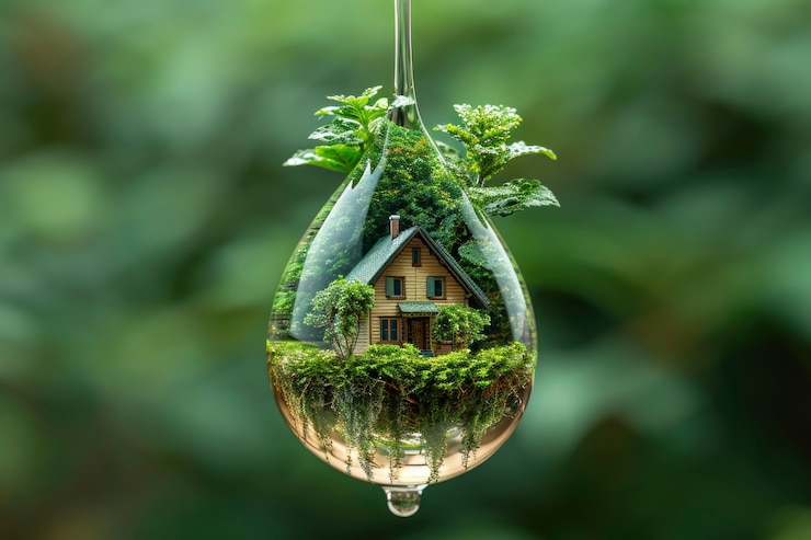 Foto grátis gotas de água realistas com um ecossistema