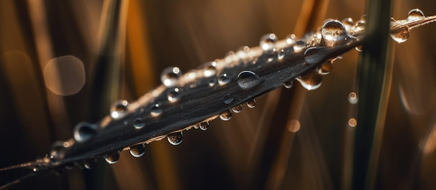 Gotas de orvalho em uma espiga de trigo jovem AI Generated Image