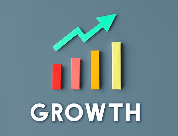 Gráfico de crescimento, desenvolvimento, melhoria, lucro, conceito de sucesso