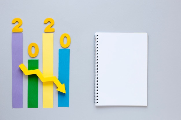 Gráfico de economia 2020 com notebook