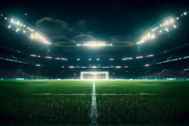 grama verde iluminação cinematográfica estádio de futebol