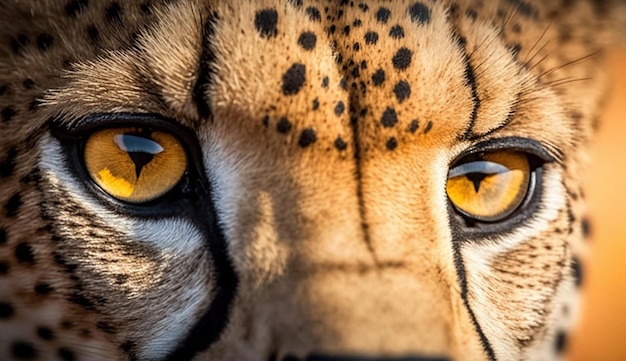 Grande felino majestoso com impressionante pelo amarelo gerado por IA