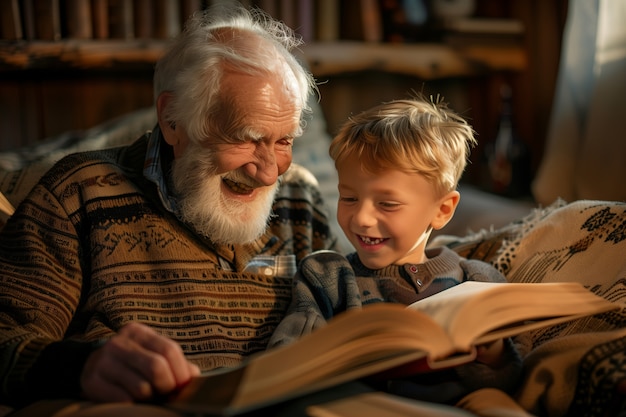 Foto grátis grandparent's day celebration scene with grandparents and grandchildren showcasing a happy family