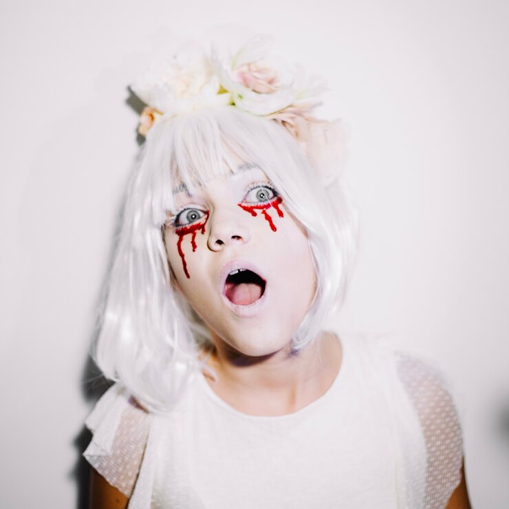 Foto grátis gritando menina com lágrimas de sangue