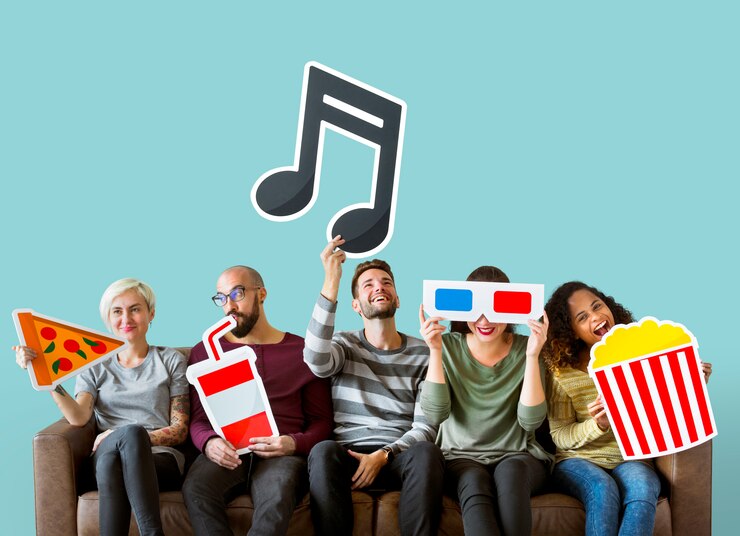 Foto grátis grupo de diversos amigos e conceito de música