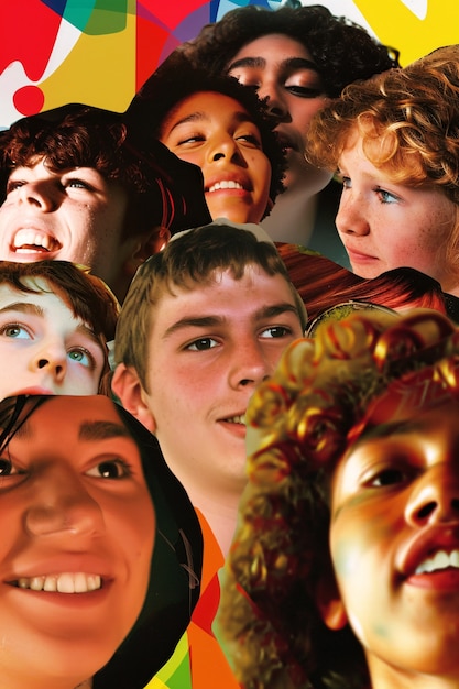 Foto grátis grupo juvenil com origem inspirada no pop
