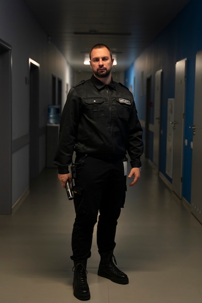 Guarda de segurança no espaço de trabalho