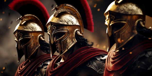 Guerreiro do antigo império romano com capacete