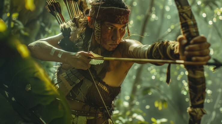 Foto grátis guerreiro e líder do antigo império perdido dos maias e incas.