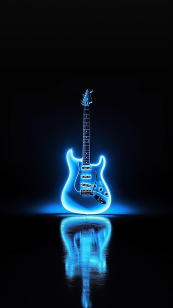 Guitarra elétrica com luz de néon