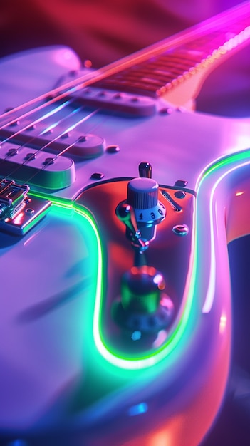 Foto grátis guitarra elétrica com luz de néon