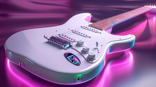 Guitarra elétrica com luz de néon