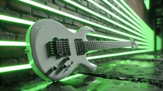 Foto grátis guitarra elétrica com luz de néon