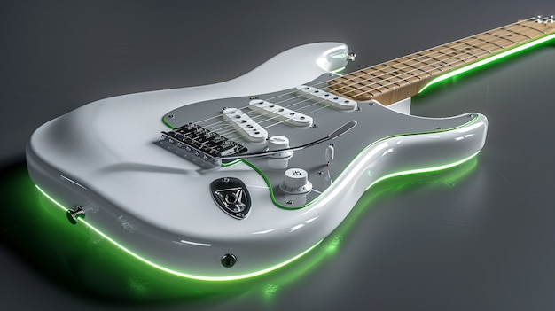 Guitarra elétrica com luz de néon