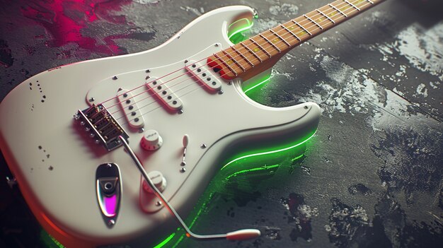 Foto grátis guitarra elétrica com luz de néon