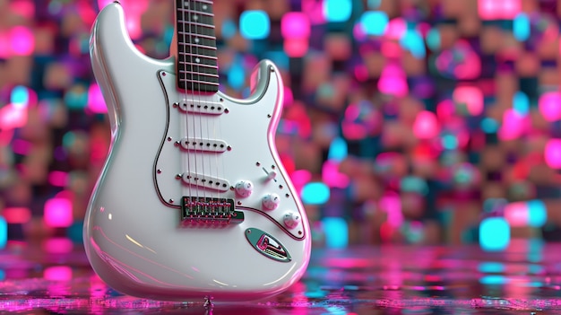 Foto grátis guitarra elétrica com luz de néon