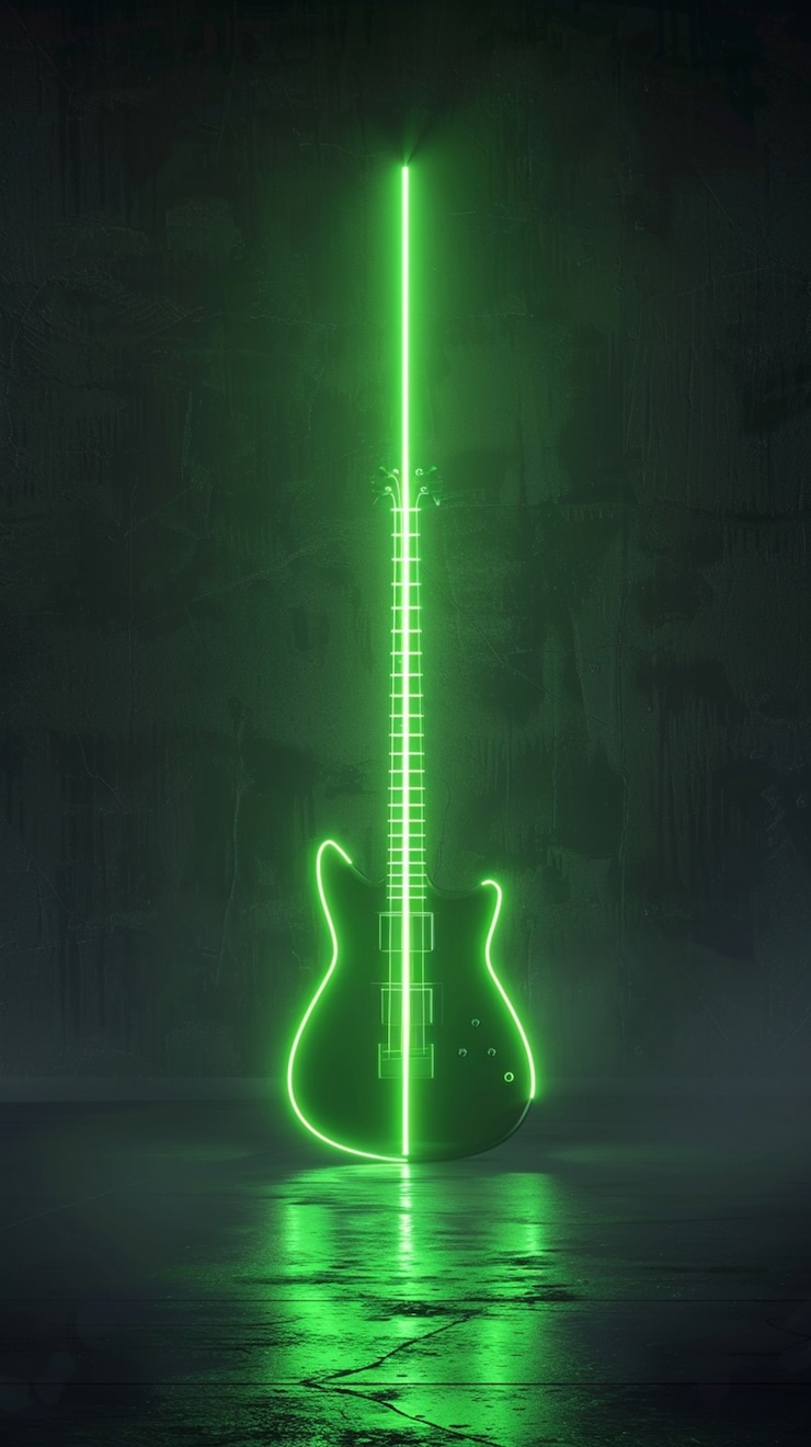 Foto grátis guitarra elétrica com luz de néon