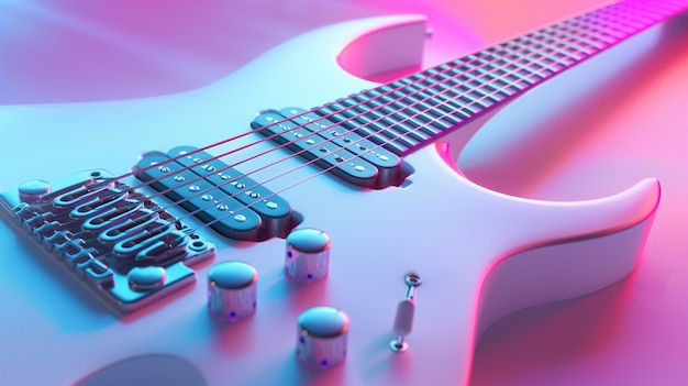 Foto grátis guitarra elétrica com luz de néon