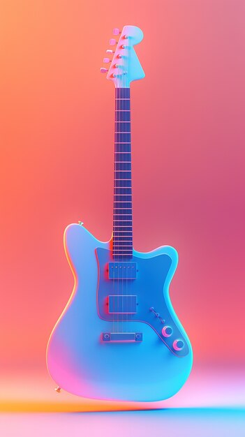 Guitarra elétrica com luz de néon