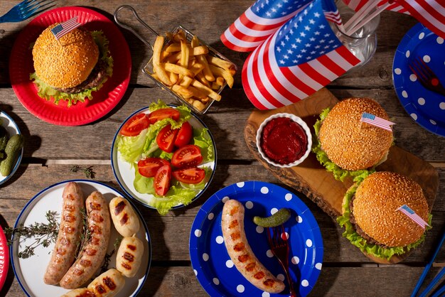 Hambúrgueres deliciosos para o dia do trabalho nos eua