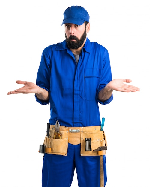 Foto grátis handyman work uniform background hat