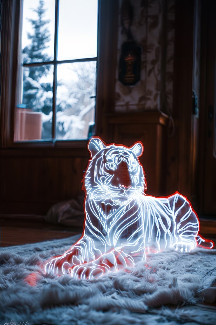 Foto grátis holograma de néon de um tigre