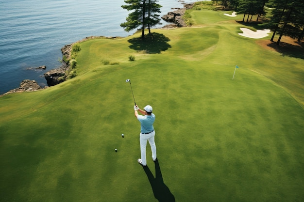 Foto grátis homem a jogar golfe na natureza.