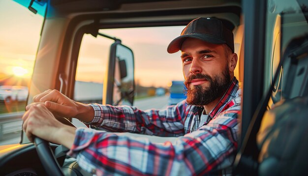 Homem a trabalhar como motorista de camião