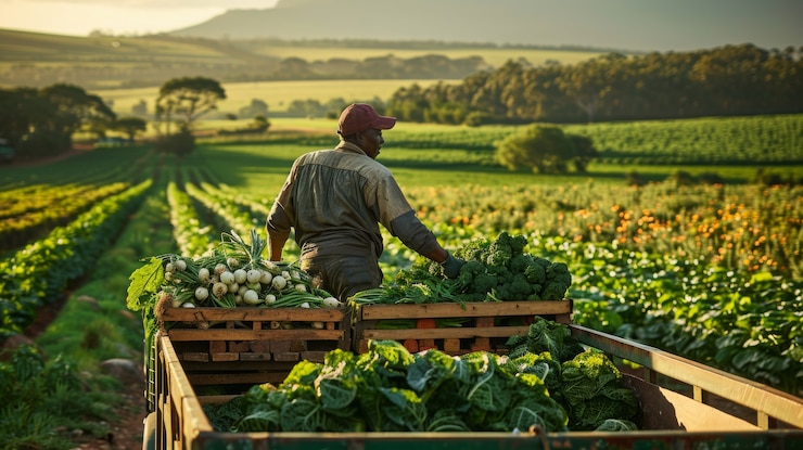 Foto grátis homem africano colhendo legumes