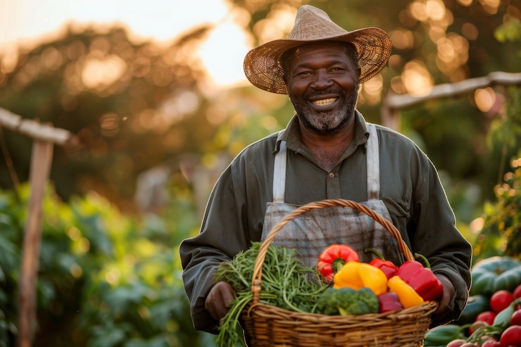 Foto grátis homem africano colhendo legumes