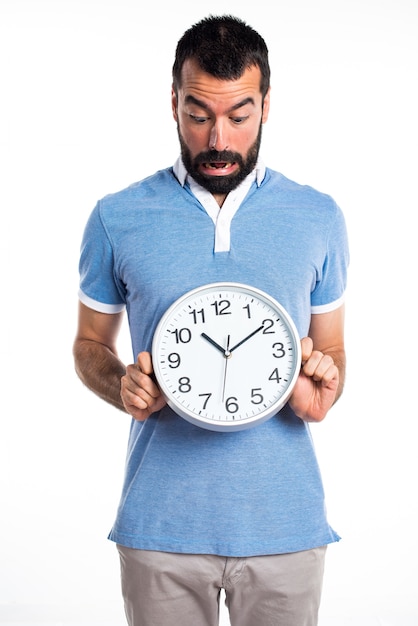 Foto grátis homem com camisa azul com relógio