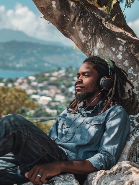 Foto grátis homem com dreads representando o movimento rastafari