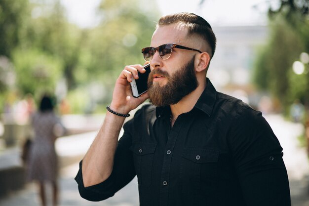 Homem, com, telefone