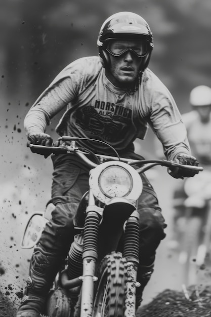 Foto grátis homem correndo de moto de terra