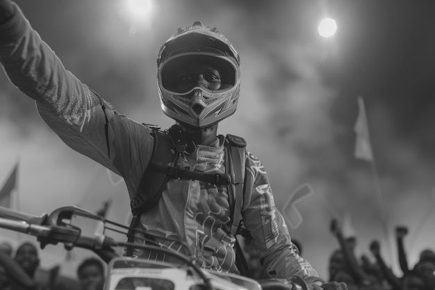 Foto grátis homem correndo de moto de terra