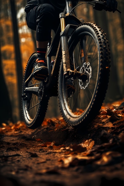 Foto grátis homem de ângulo baixo em bicicleta ao ar livre