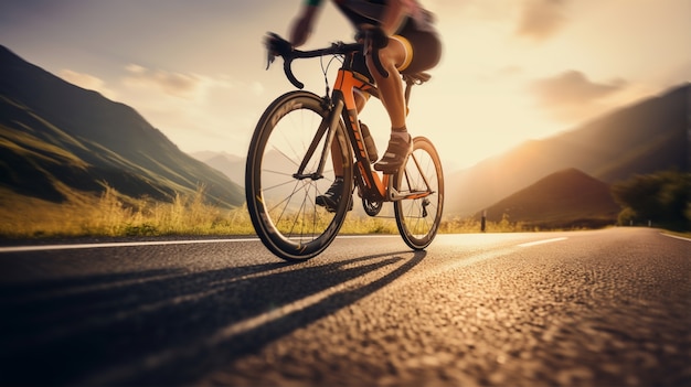 Homem de ângulo baixo em bicicleta ao ar livre