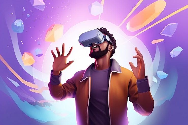 Foto grátis homem de desenho animado usando óculos vr