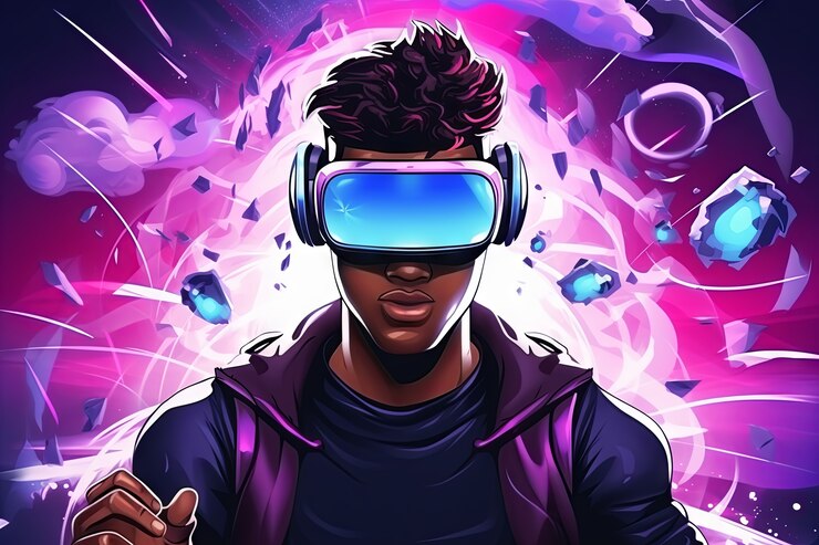Foto grátis homem de desenho animado usando óculos vr