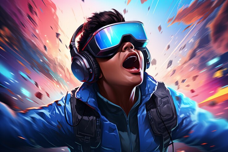 Foto grátis homem de desenho animado usando óculos vr