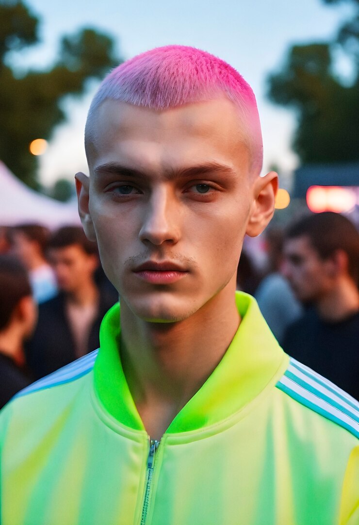 Foto grátis homem de frente com look de festival e maquiagem