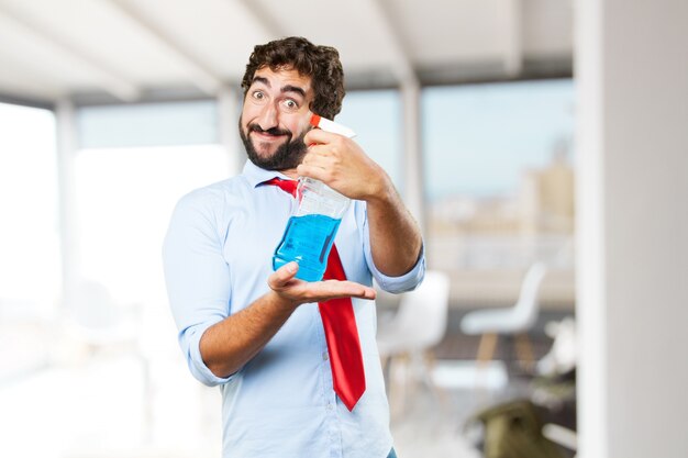 Homem de negócios louco expressão feliz