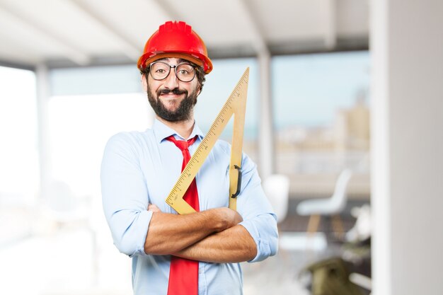 Homem de negócios louco expressão feliz