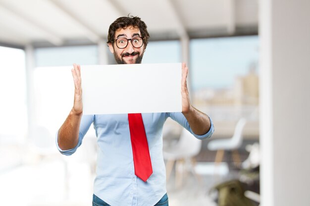 Homem de negócios louco expressão feliz