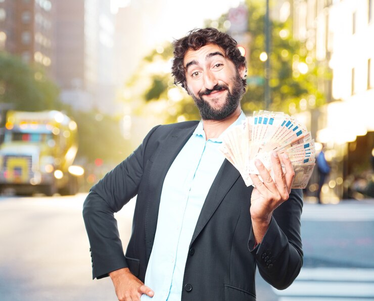 Foto grátis homem de negócios louco expressão feliz